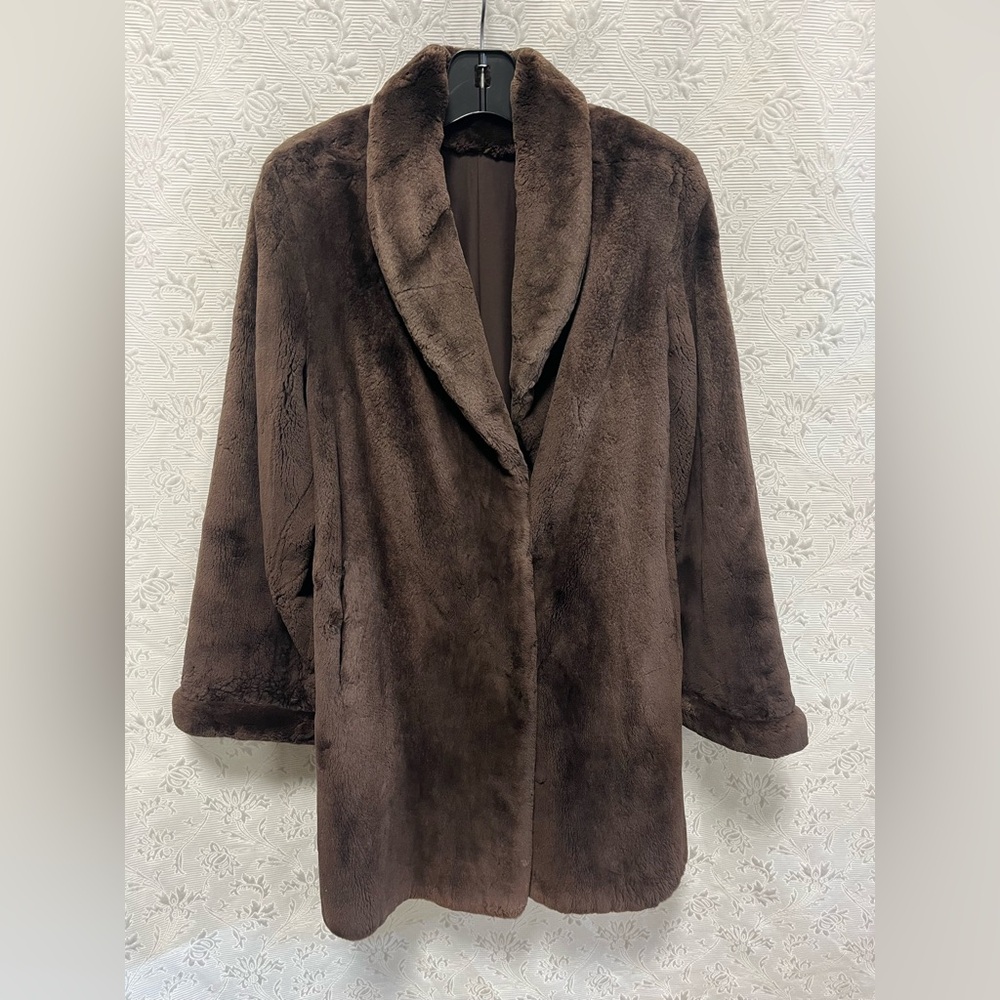 Sheared Beaver Stroller Dark Brown Coat